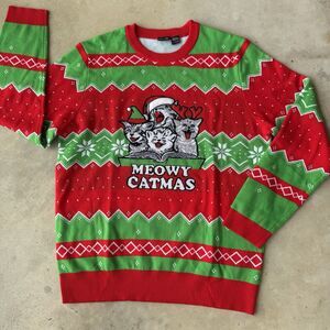 Mad EngineHoliday Festive Unisex Ugly Christmas Sweater Cats Size 2XL